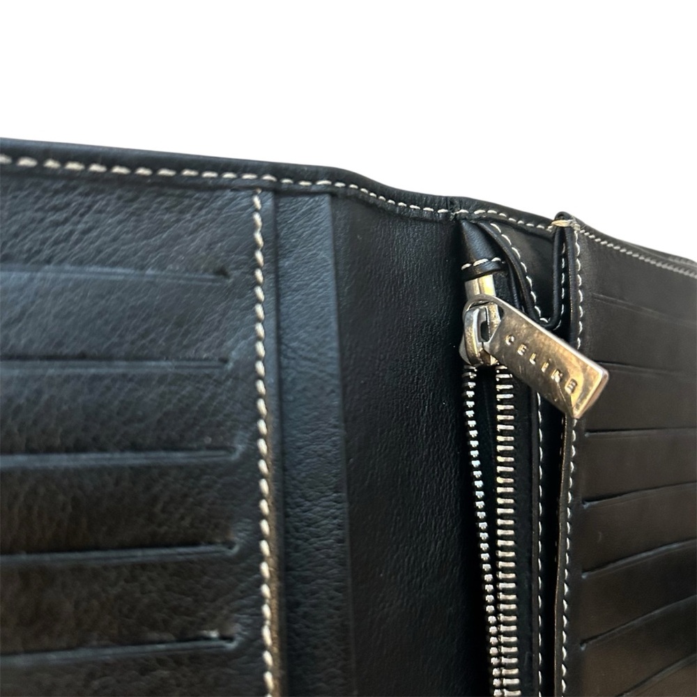 Celine Vintage Macadam Canvas Long Bi-fold Wallet in black with leather trim EUC - Picture 11 of 12